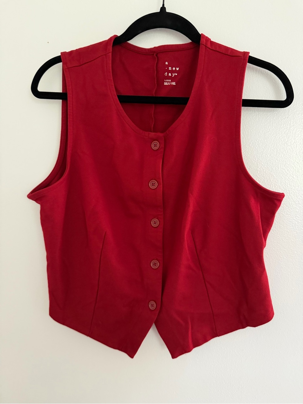 a new day Red Button-Front Women's Crop Vest